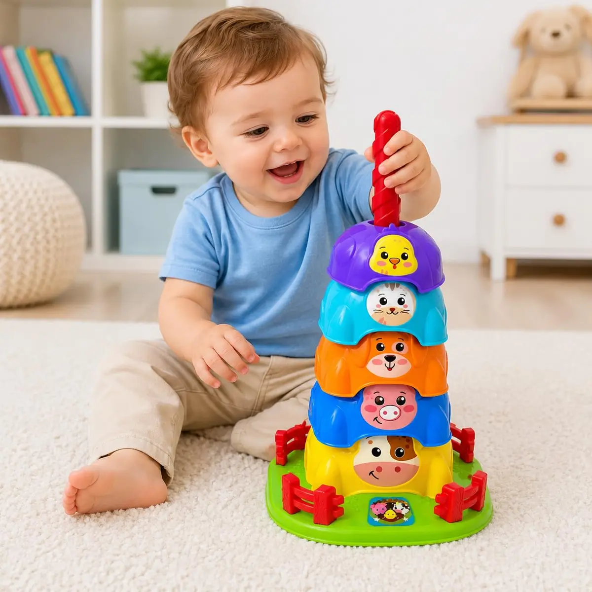 Brinquedos para Bebê Torre Giratória Fazendinha Animais Educativo