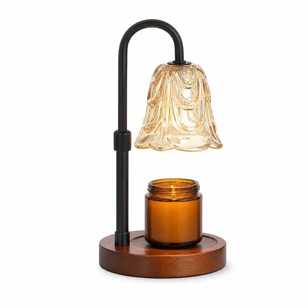 Aquecedor de Vela Aromática com Altura Ajustável, Luminária Sem Chama com 2 Lâmpadas G10 para Quarto e Sala
