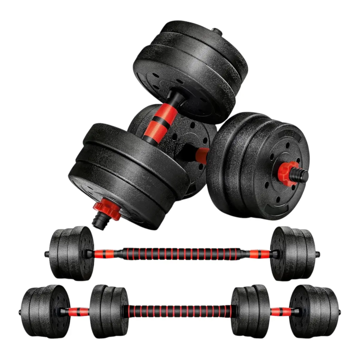 Conjunto de halteres ajustáveis 2 em 1, com barras, multifunções 10KG-15KG-20KG-30KG. Conjunto de pesos de barra livremente combináveis com barras de ligação, 10/15KG/20KG/30KG... halteres curtos e longos ajustáveis (man-001 22,9 26,9 30,9 38,9 D7)