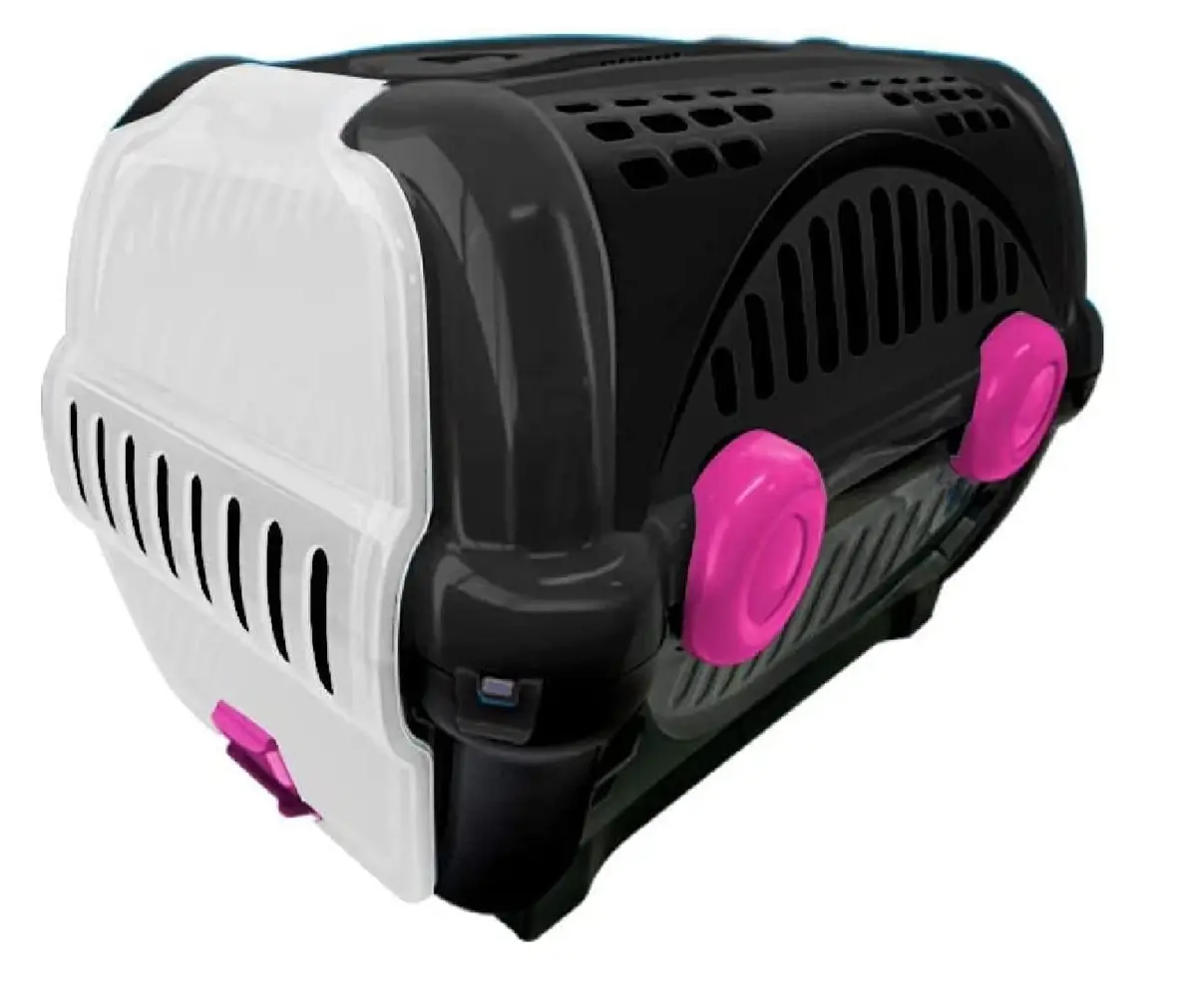 Caixa de Transporte Furacão Pet Luxo, Preto e Rosa, Tamanho 1 | Fácil Montagem, Super-Resistente, Fácil de Lavar, Alça para Transporte - 1