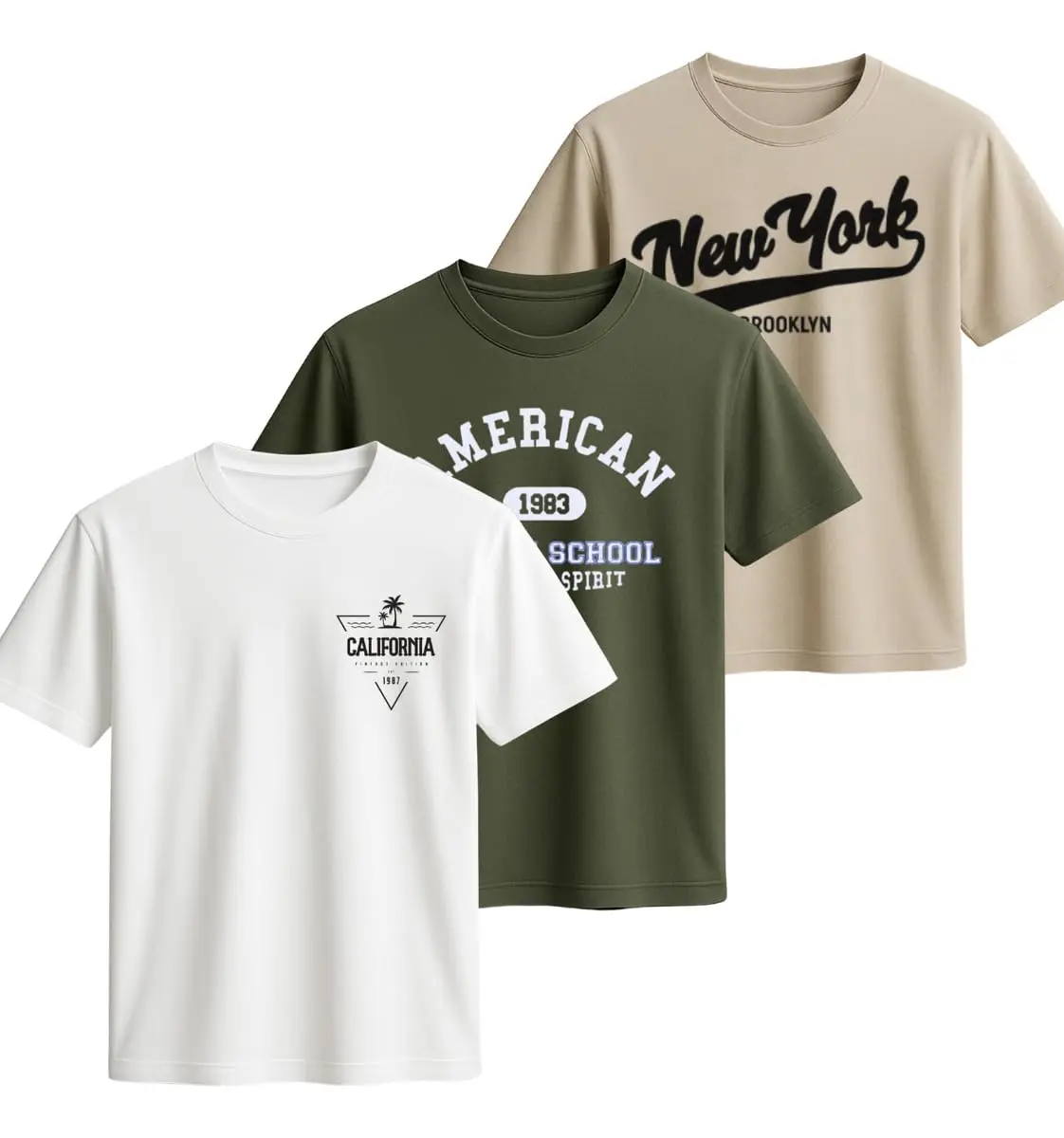 Kit 3 Camisetas Casual Masculina Presente Feita de 100% Algodão Premium Fio 30.1 - 1