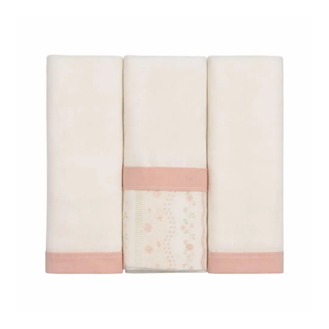 Fralda com Bainha Papi Encantos 70 cm x 68 cm - Contém 3 Unidades, Flores do Amanhecer