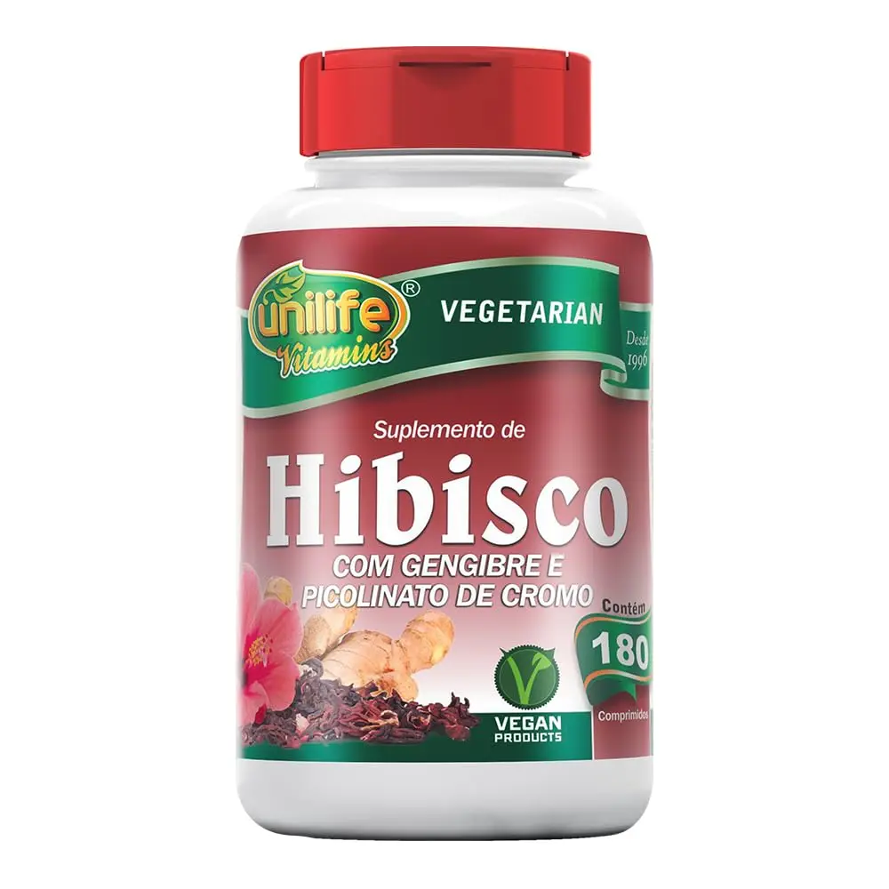 Hibisco com Gengibre + Picolinato de Cromo Unilife 180 Comprimidos