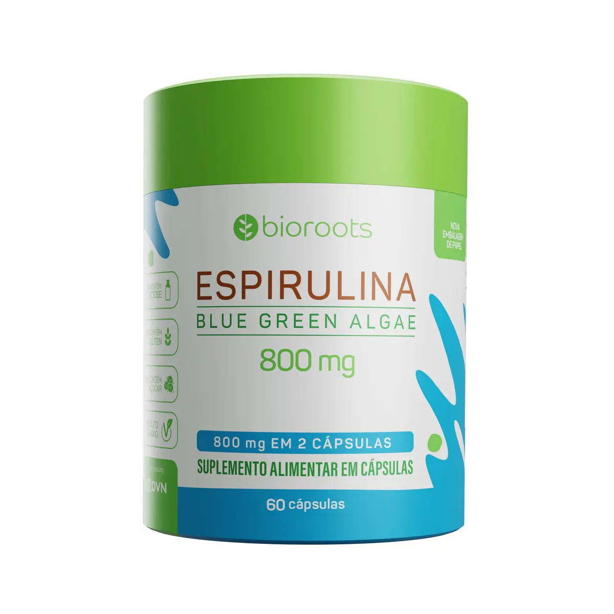 Espirulina 400 mg 60 cápsulas - Bioroots - Imunidade e Energia