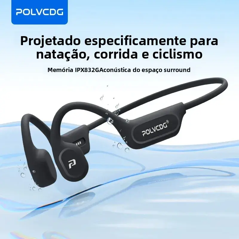 Fones de Ouvido por Condução Óssea POLVCDG X9 32G IPX8 à Prova d'Água com Design Aberto para Natação, Corrida e Ciclismo