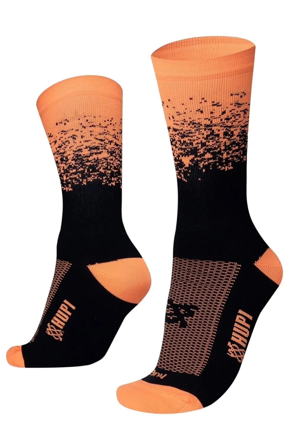 Meia Splash Preto/laranja Neon Hupi, Cor: Preto/alaranjado - 1