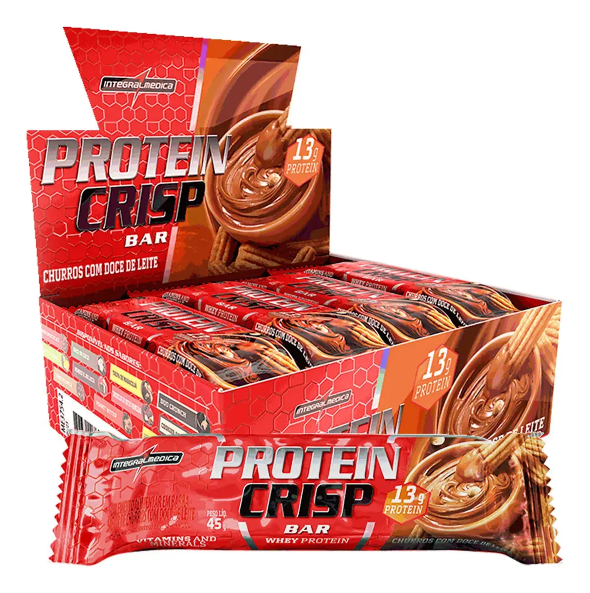 Barra de Proteína Whey Crisp Churros 12un Integralmedica - Energia para o Dia, Fonte de Proteína e Textura Irresistível