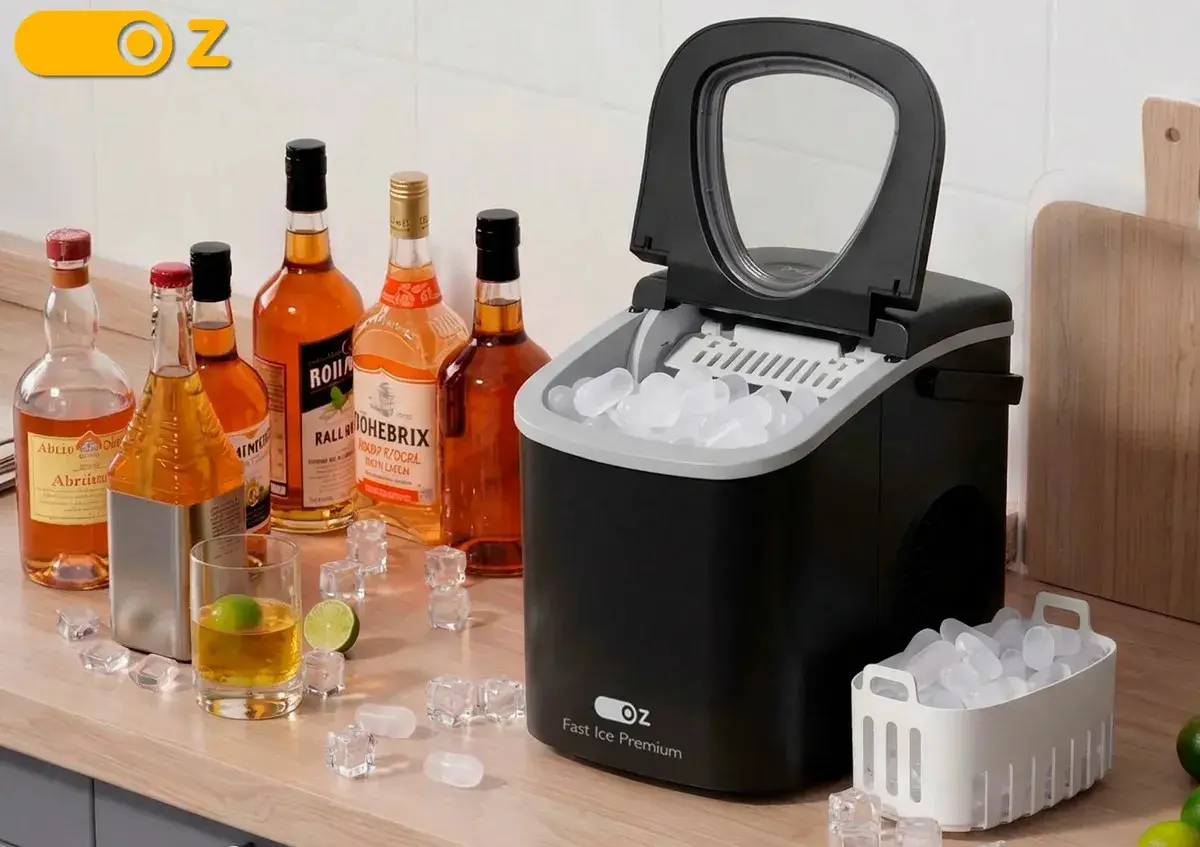 Máquina Fabricadora De Gelo Turbo Ice Mg1500 Oz 13kg Portátil Eficiente Limpeza Automática Com Pá E Cesto Premium thumbnail 5