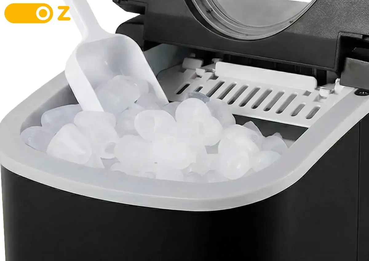 Máquina Fabricadora De Gelo Turbo Ice Mg1500 Oz 13kg Portátil Eficiente Limpeza Automática Com Pá E Cesto Premium thumbnail 8