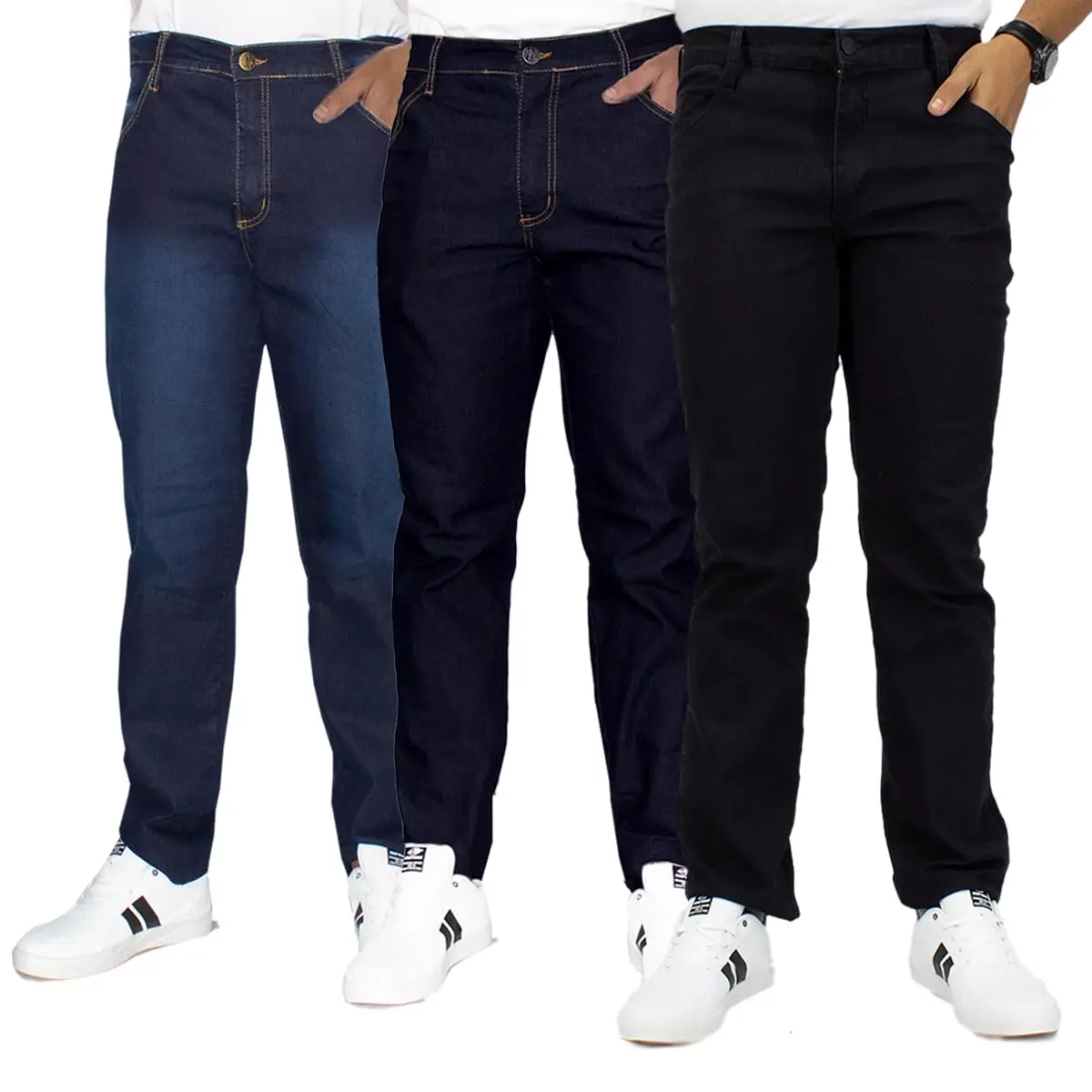 Kit 3 Calças Jeans Masculinas Tradicionais
