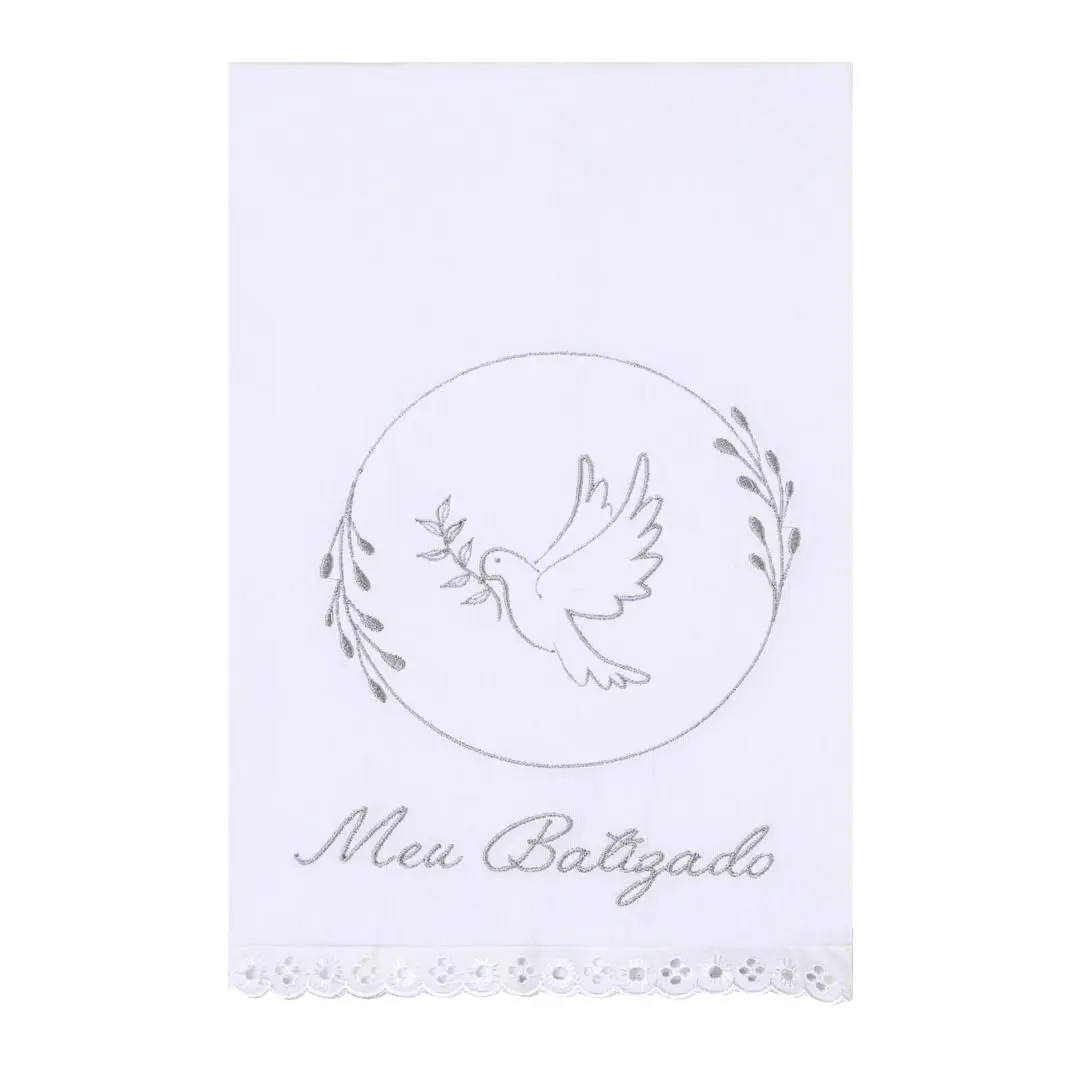 Papi Textil Toalha De Batismo Bordados Papi 60Cm X 40Cm Contem 01 Un
