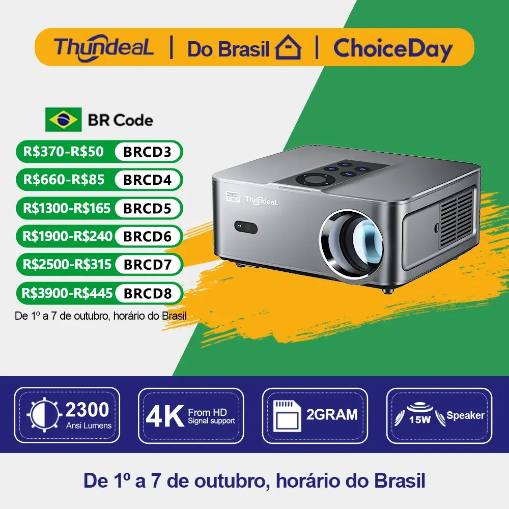 Projetor ThundeaL Full HD 1080P 4K TD98W Mini Portátil Android WiFi 2G LED TD98 Mini Projetor de Feixe 3D TV Home Theater Cinema
