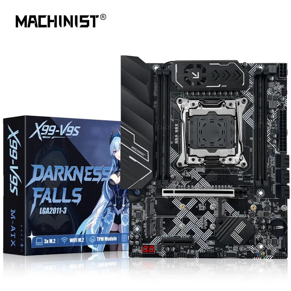 Placa-Mãe MACHINIST X99 V9S LGA2011-3 Suporte para Processadores Intel Xeon E5 2680 2690 2650 V4, RAM DDR4, M-ATX, 3xNVME M.2, SATA3.0