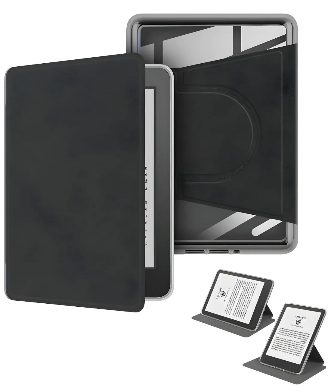 DECART Capa para Kindle 11ª Geração 2022/2024 (C2V2L3/RS23CV) Preto | Giratória 360°, Suporte Integrado, Traseira Transparente, Auto Hibernação, Fechamento Magnético - 1