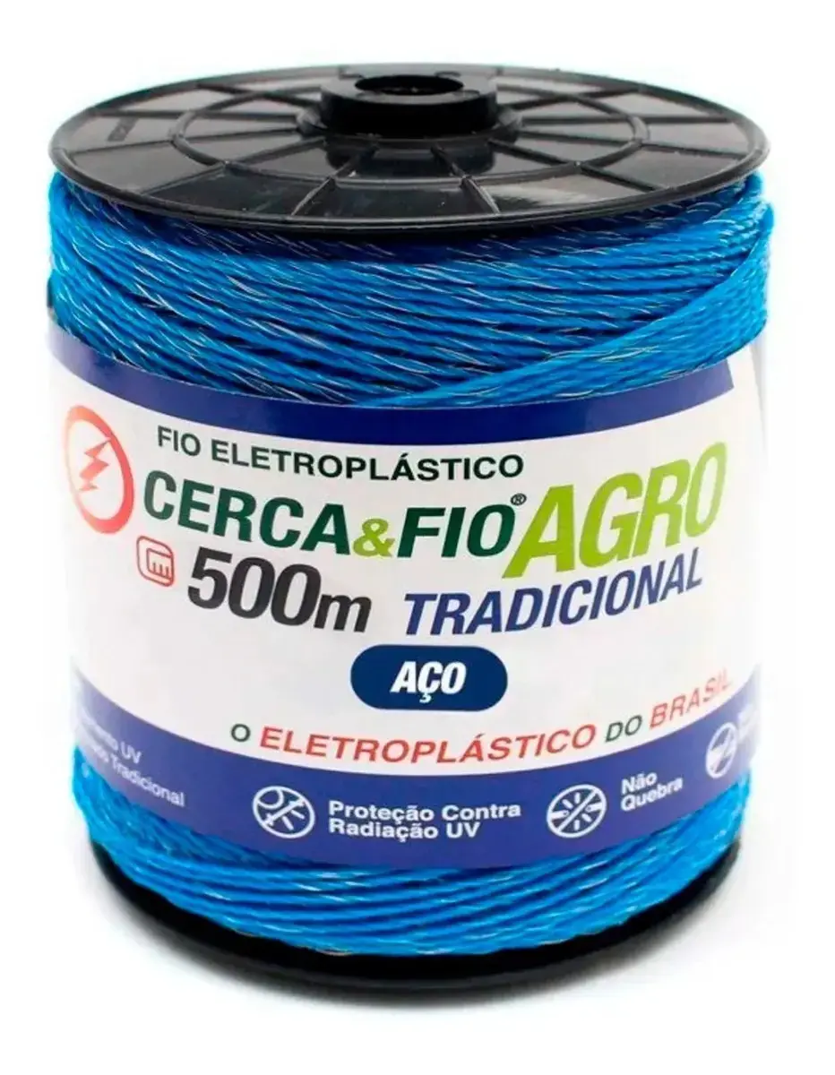 Fio Eletroplástico Azul 500m Cerca Elétrica Rural UV 6 Aço Igecast - 1