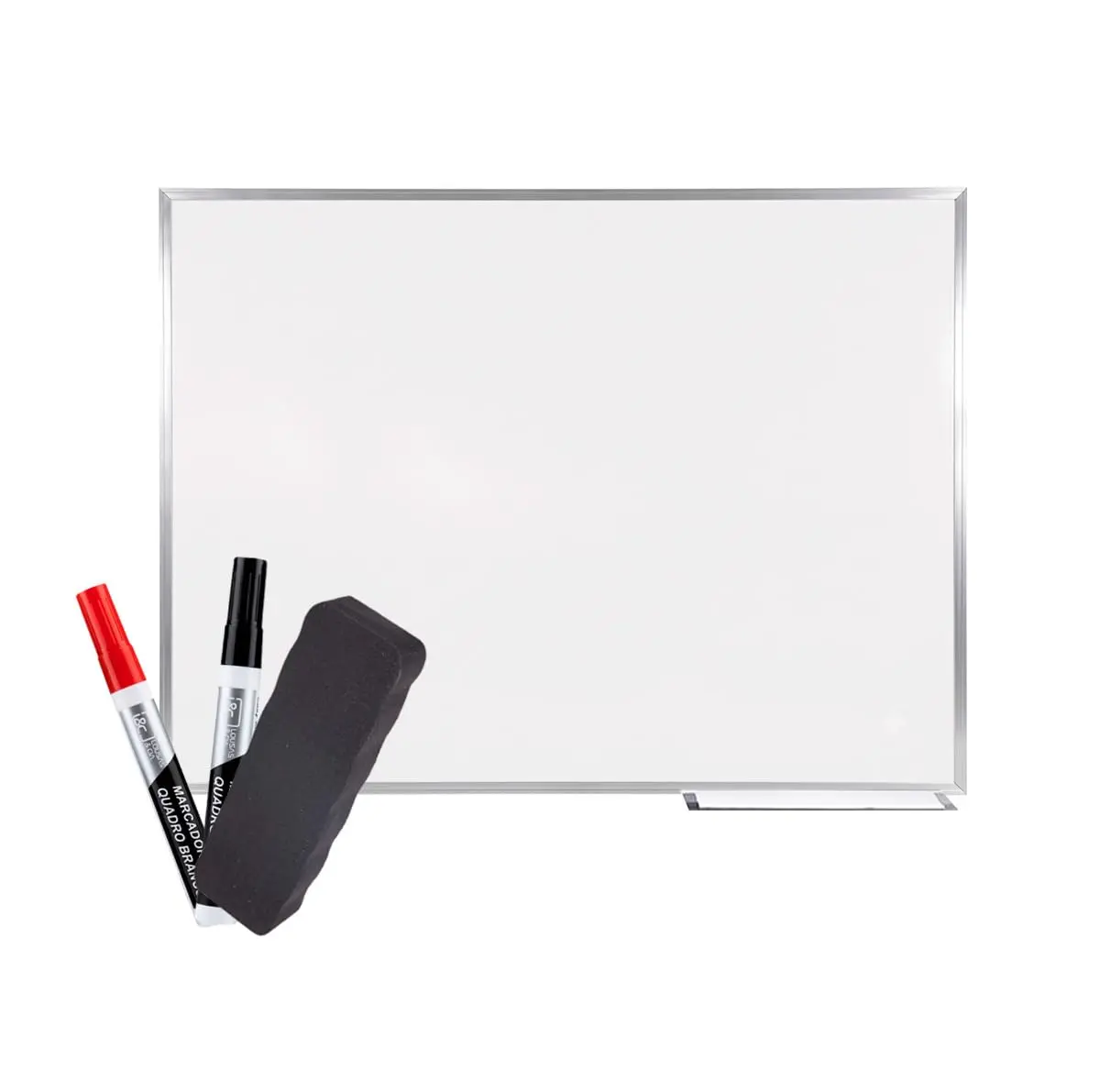 Quadro Branco Profissional 120x90 Alumínio com 2 Canetas e Apagador para Escritório e Escola