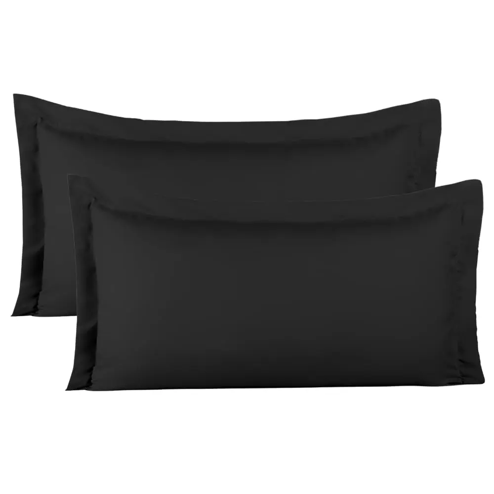 Kit 02 Fronhas para Travesseiro 90x50cm em Micropercal 200 Fios Tamanho Especial – Macia, Resistente e Fácil de Lavar (Preto) - 1