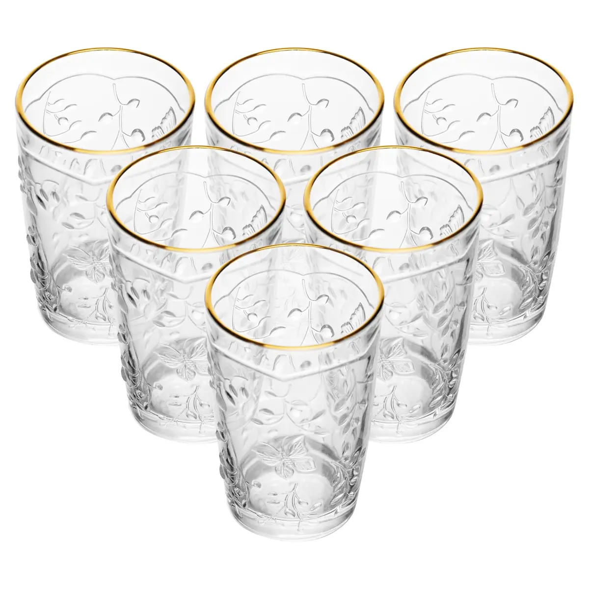LYOR - Conjunto 6 Copos New Butterfly com Fio de Ouro 330ml Cristal Ecológico - 1