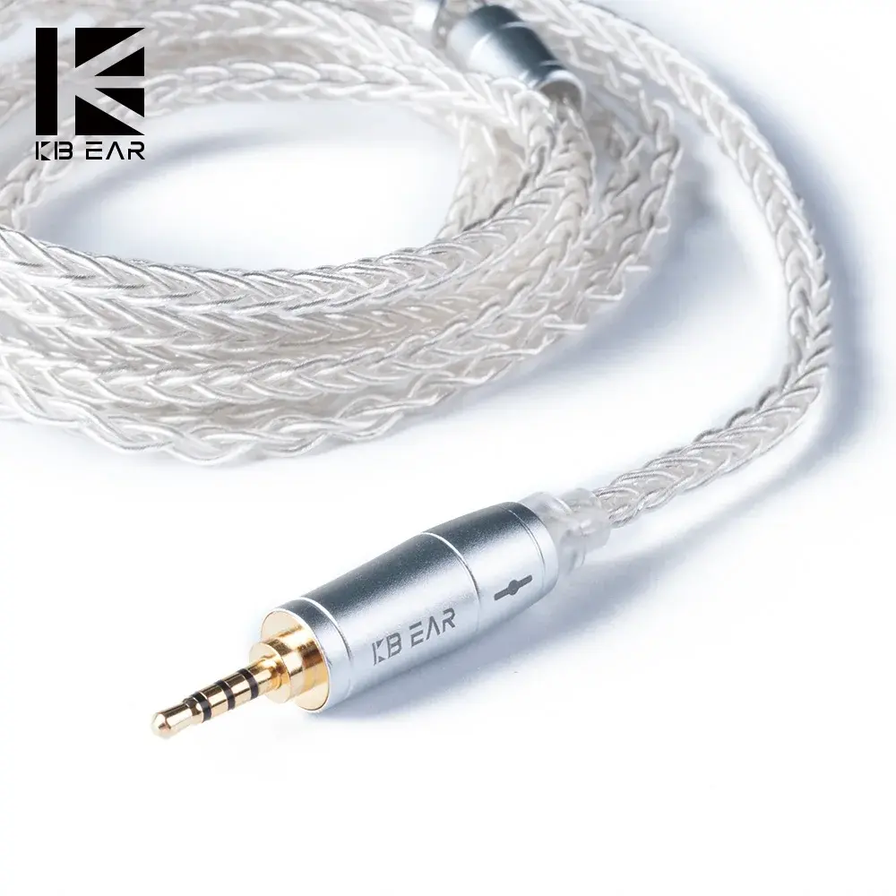 Kbear 8 núcleo atualizado prata com fio fone de ouvido cabo 2pin/mmcx/qdc gaming fones de ouvido para kz ks1 ks2 tri meteor iems