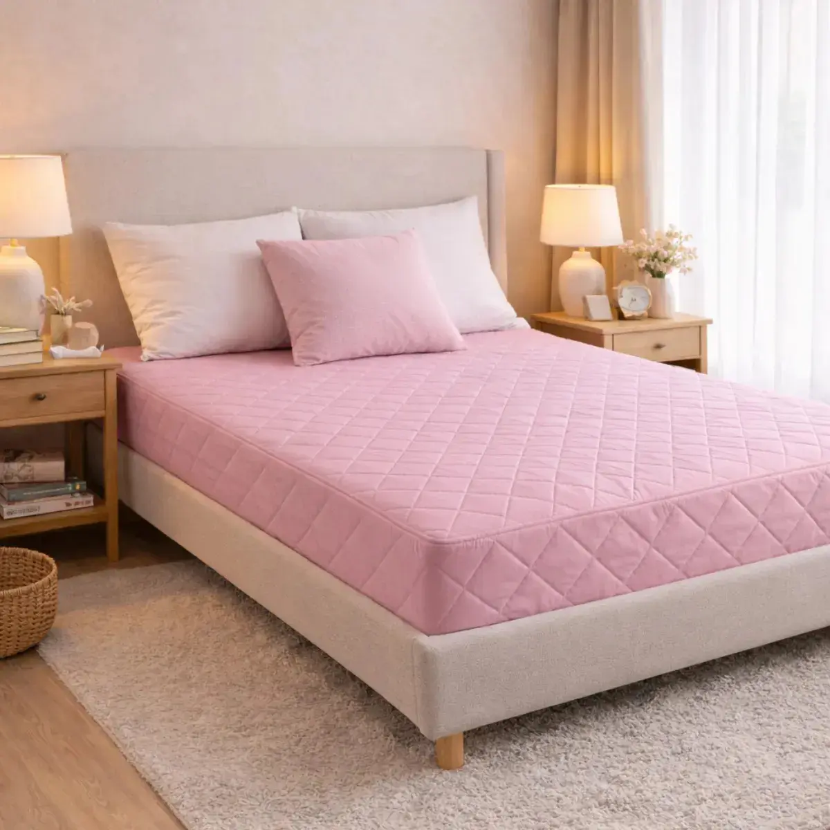 Capa Protetora Colchão Impermeável Antialérgica Full Rosa Matelado Casal