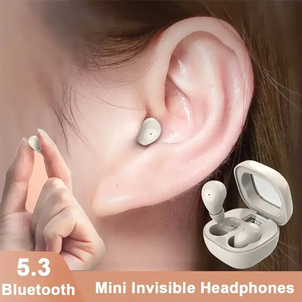 Sk19 bluetooth 5.3 fones de ouvido mini invisíveis tws sem fio fones alta fidelidade estéreo redução ruído heasets com microfones - 1