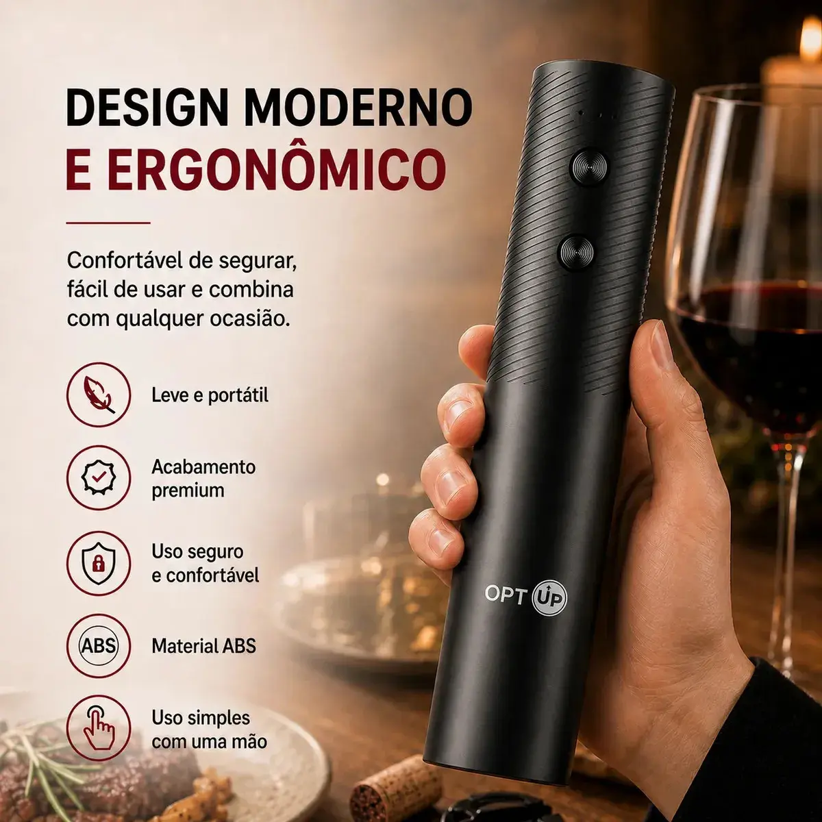 Abridor De Vinho Eletrico Automatico Recarregavel Usb-c Saca-rolhas Garrafa Portátil Presente Kit Vinho Optup thumbnail 4