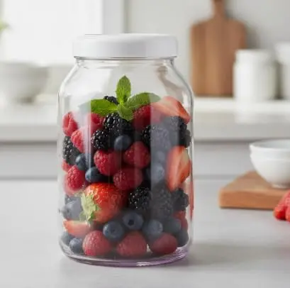 Pote de Vidro Cristalino para Mantimentos, Capacidade 3 Litros, Tampa Plástica, Ideal para Armazenar Alimentos Secos - 1
