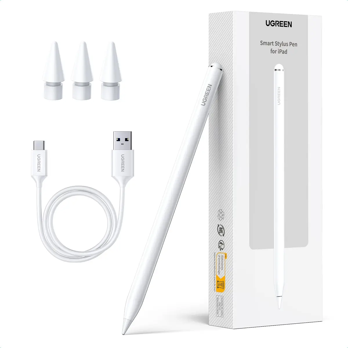 UGREEN Caneta Pencil WB Para iPad | Com Tela Sensível à Inclinação, Compatível com iPad Pro, iPad, iPad Air e iPad Mini de 2018 a 2023