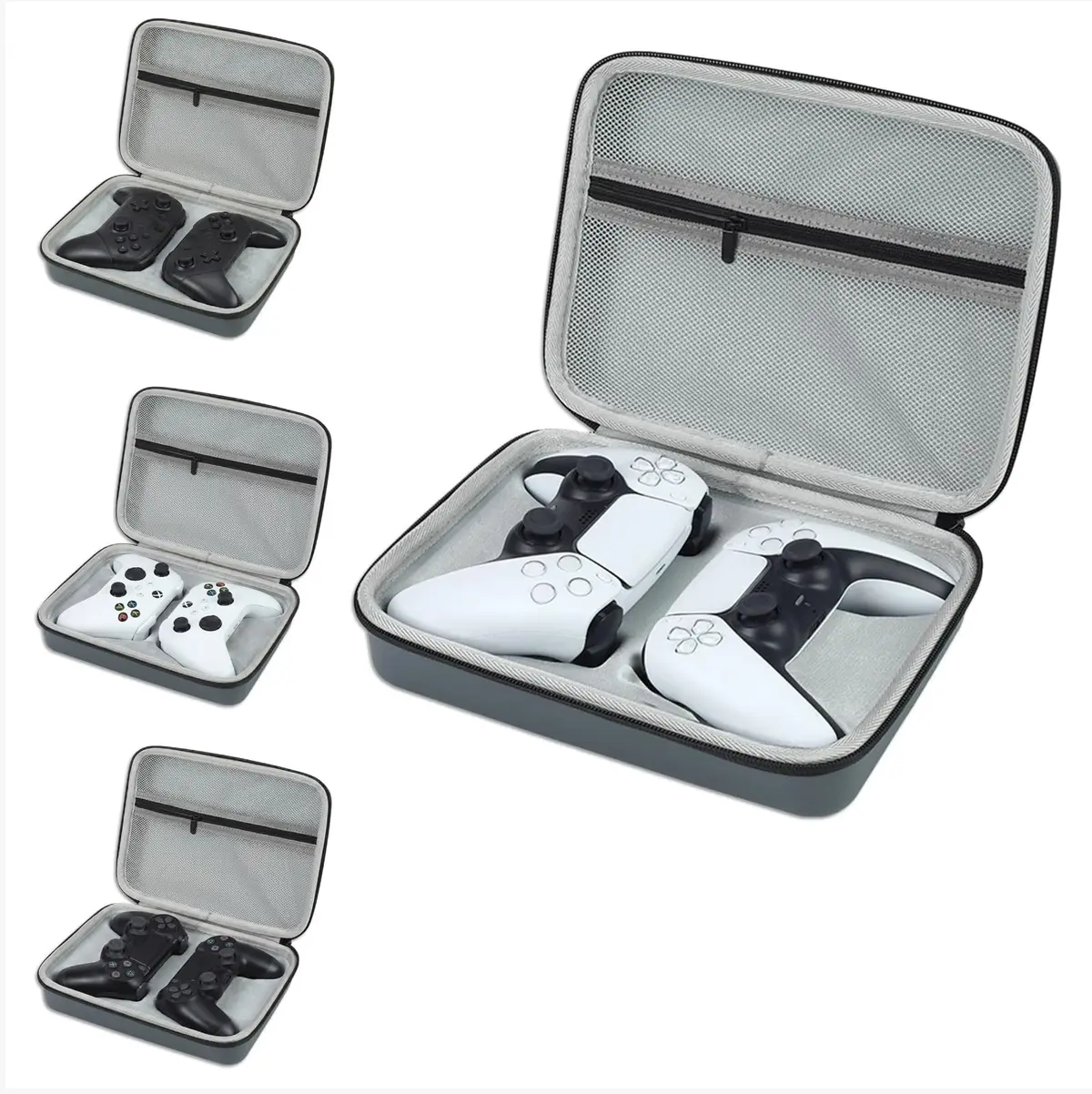 Bolsa Case Estojo Maleta Protetora Viagem Rigida Cinza Premium Para Controle Compativel Com Ps5 / Ps4 / Xbox / Switch Pro - 1