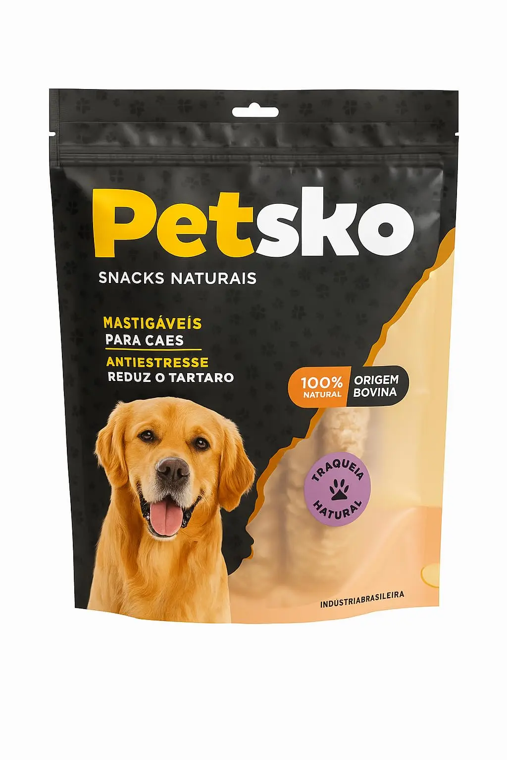 Petisco de Traqueia Bovina para Cães Petsko Snacks, 5 Unidades | 100% Natural, Antiestresse, Reduz Tártaro, Adestramento, Sem Conservantes