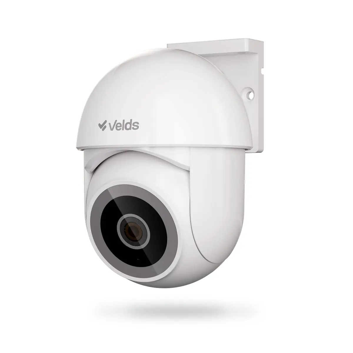 Câmera Inteligente Externa 360° Velds, Wi-Fi, 2K, Visão Noturna Colorida, IP65, Detecção de Corpo Humano, Rastreamento de Movimento, Áudio Bidirecional, Armazenamento Local até 256GB, Branco