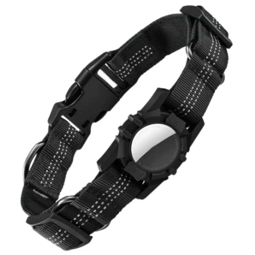 Coleira COM ENCAIXE Localizadora Pet Reflexiva AJUSTÁVEL (PRETO, 53 CM) | MATERIAL RESISTENTE, QUALIDADE PREMIUM