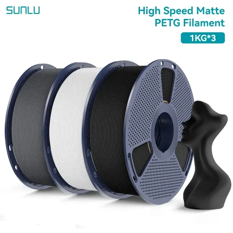 Filamento PETG Fosco de Alta Velocidade SUNLU 1.75mm 600mm/s para Impressão Rápida, Filamento PETG Sem Emaranhados Compatível com a Maioria das Impressoras FDM, Bobina de 1KG