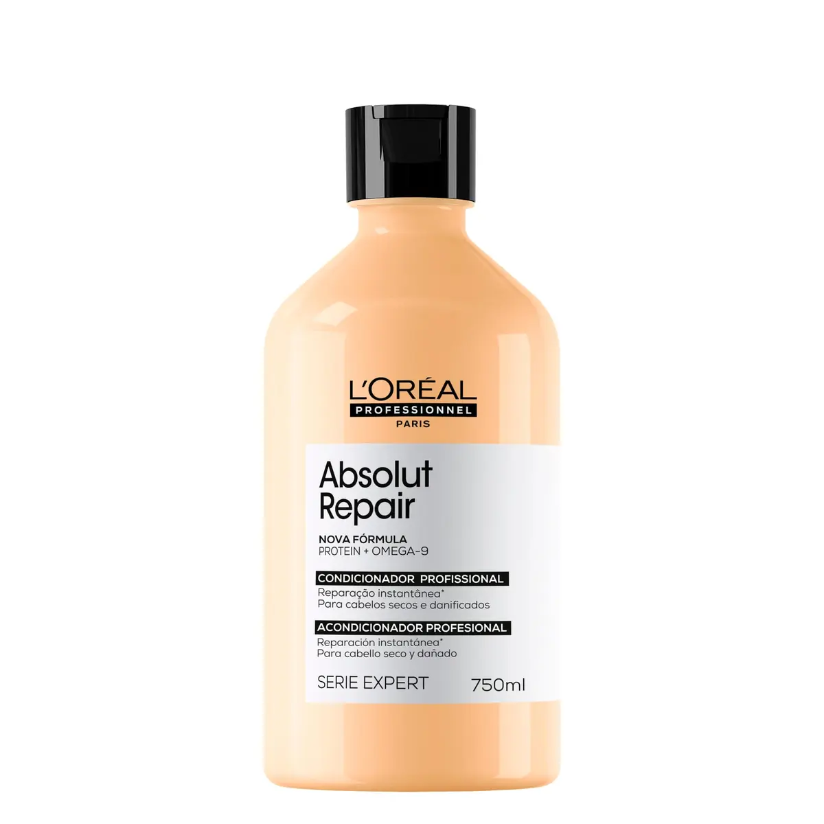 L'Oréal Professionnel Absolut Repair, Condicionador Profissional com Proteína de Trigo e Ômega 3, Ação Reparadora para Cabelos Secos e Danificados, 750ml