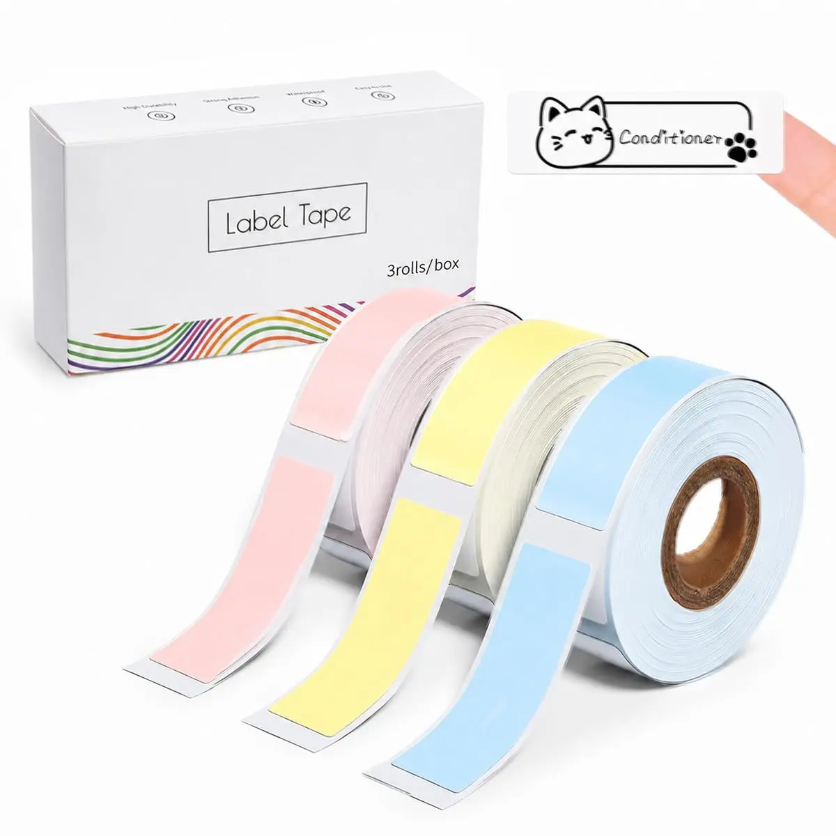 3 Rolo de etiqueta adesiva compatível com Mini Impressora adesivo térmico 15 × 30 mm à prova d'água 200 etiquetas/rolo - cor