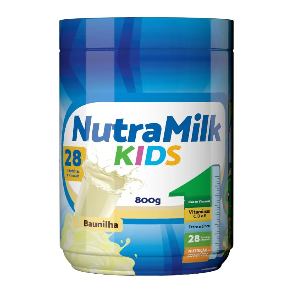 NutraMilk Kids Complemento Alimentar Infantil 800g - 28 Vitaminas e Minerais (Baunilha)
