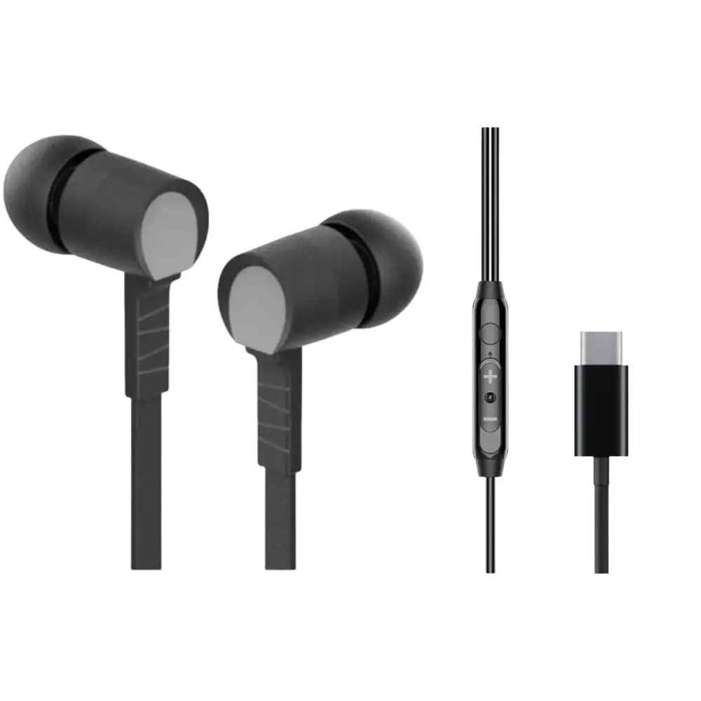 Fone de Ouvido com Fio Premium Tipo-C, Som Balanceado, com Microfone e Volume, Anti-Ruído (Até 99,15%), Cabo Anti-Emaranhamento - Compatível com Samsung, Motorola, LG e Smartphones USB-C - 5G (Preto)
