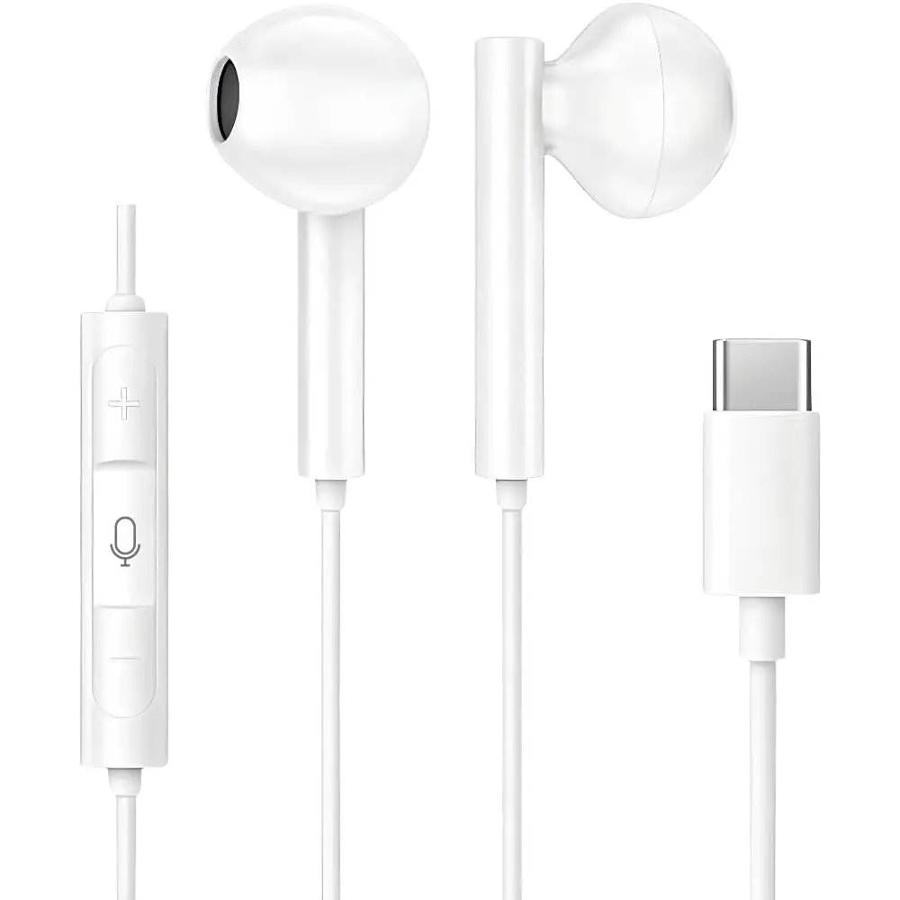 Fone De Ouvido Com Fio Tipo C Microfone Integrado Anti Ruído Compativel C/i.Phone 15 15 Pro 15 Pro Max 16 16 Pro Max Com Fio Fones Estéreo Qualidade Premium - 1
