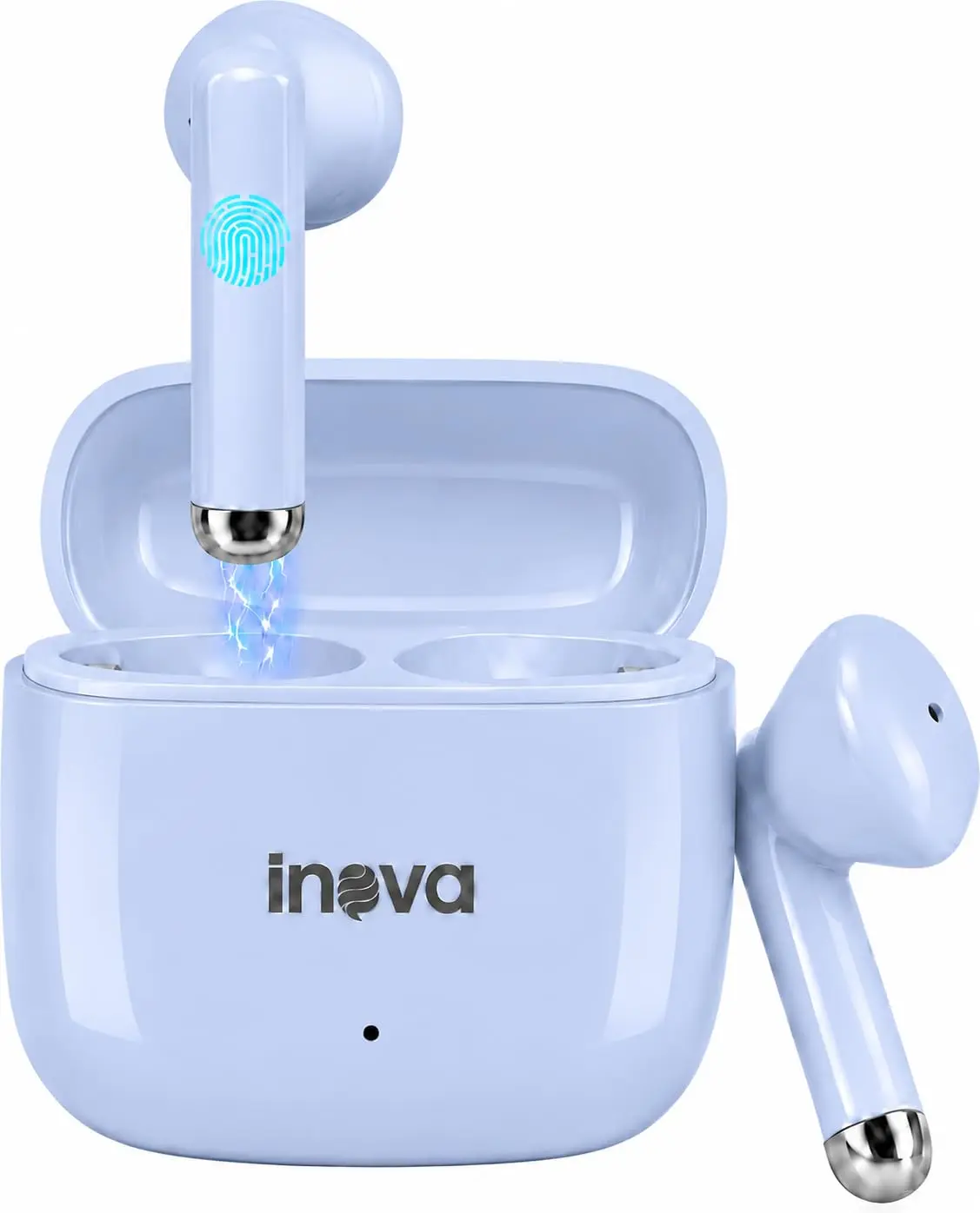 INAVA Fone Ouvido Bluetooth, Hi-Fi, 50H, À Prova d'Água e Poeira - Azul | TWS Sem Fio, Drivers de 12mm, Microfones Duplos com IA, Compatível com Android e iOS