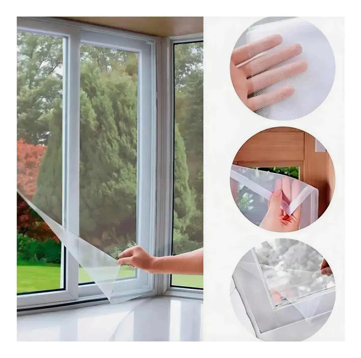 Tela Mosquiteira Janela Grande Velcro Ajustável Anti Inseto Mosquito Pernilongo 150x180 Com Fita Adesiva
