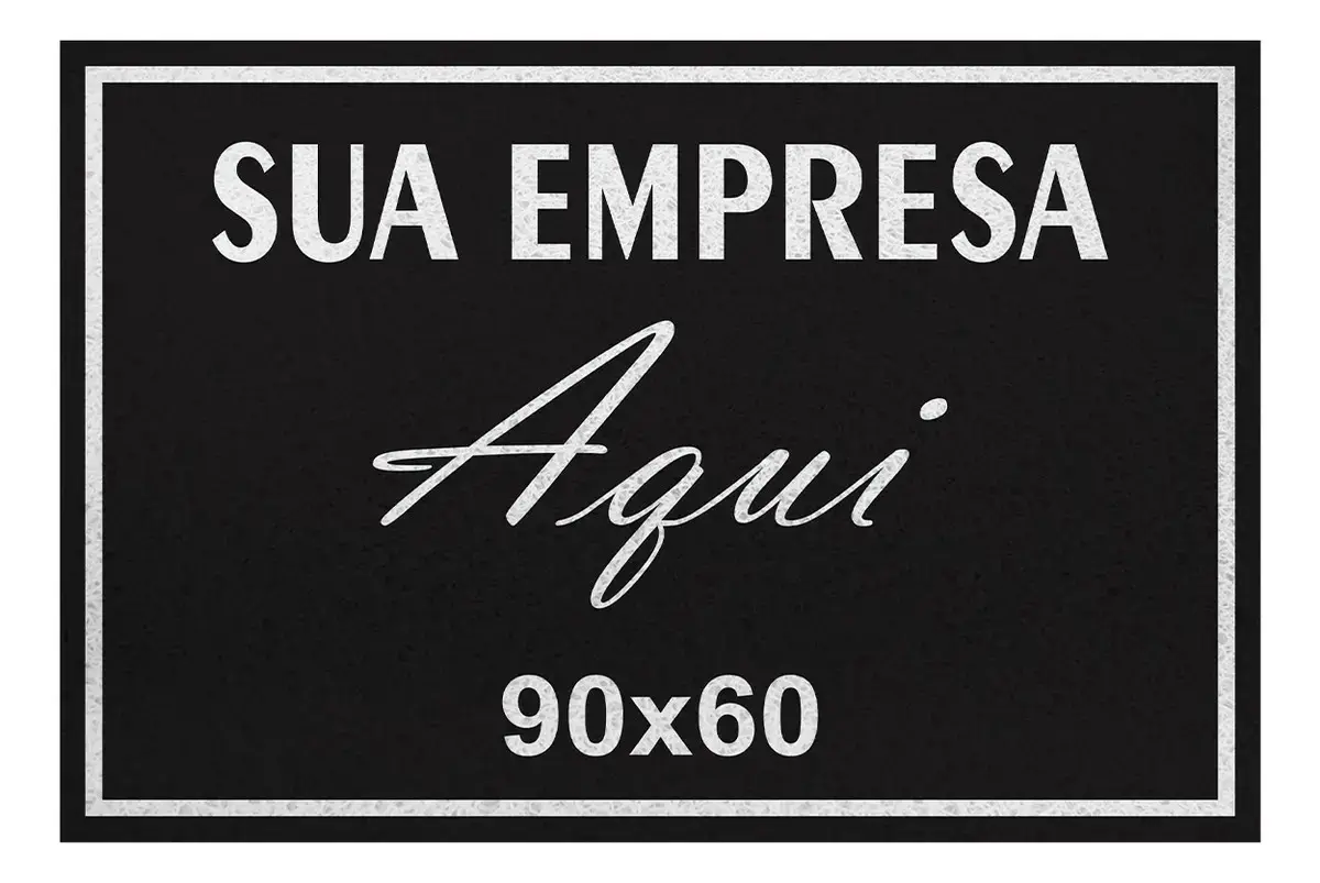 Capacho Personalizado Capacheria Preto 90x60 cm Tapete Vinil PVC