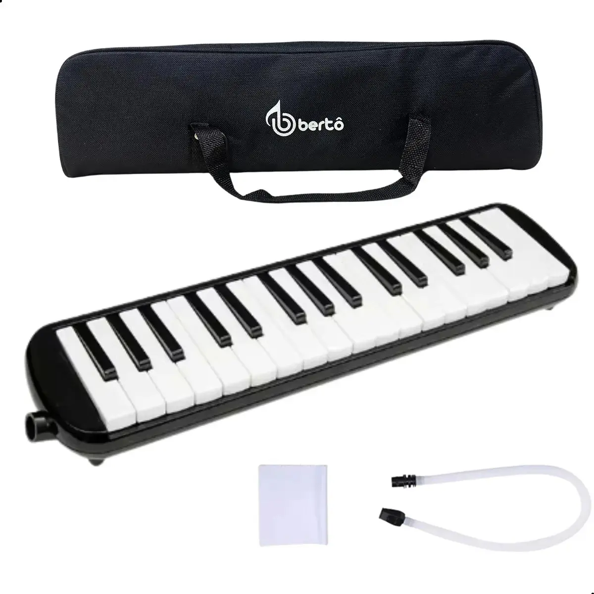 Escaleta Melodica Bertô Preto 32 Teclas Capa Bocal Mangueira thumbnail 3