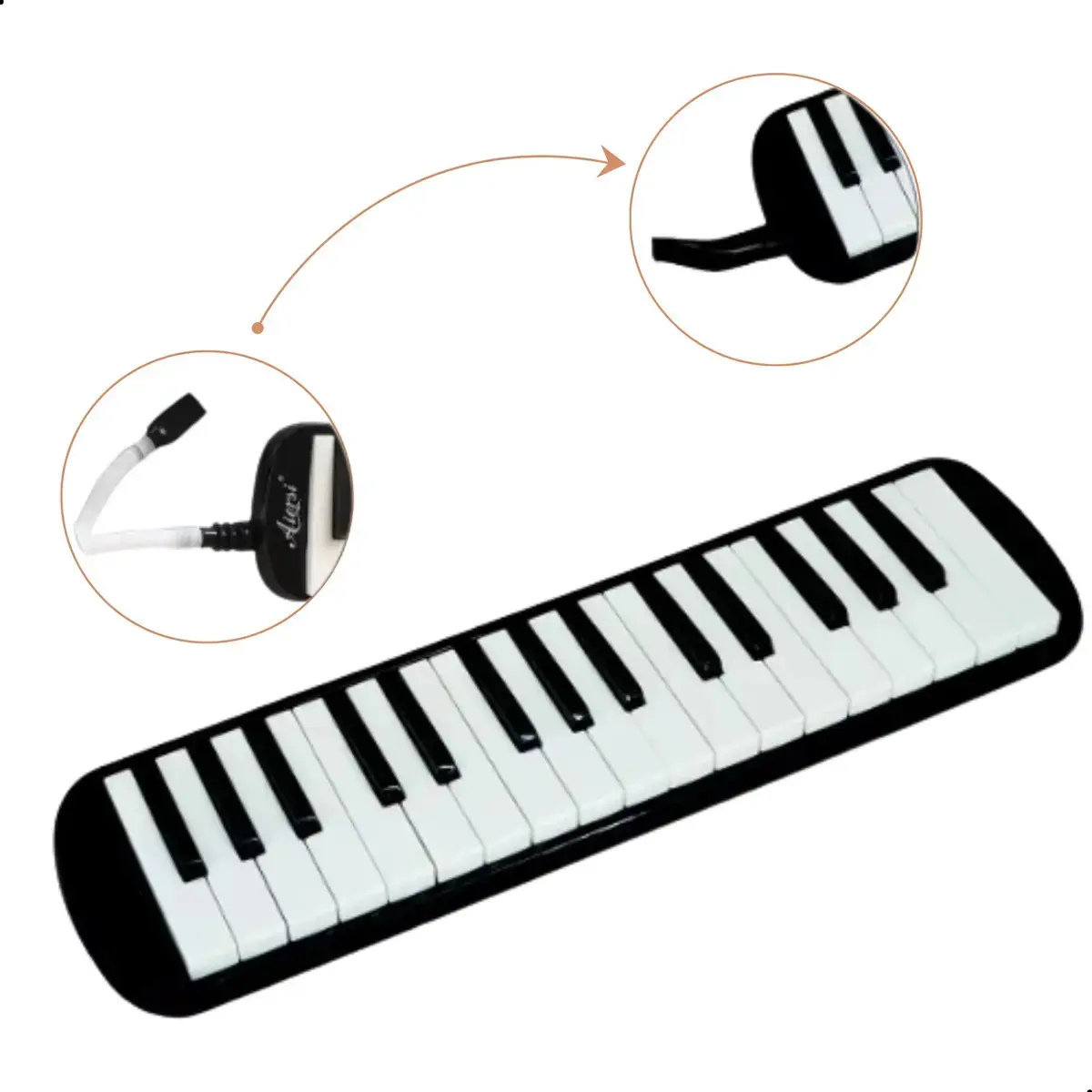 Escaleta Melodica Bertô Preto 32 Teclas Capa Bocal Mangueira thumbnail 6