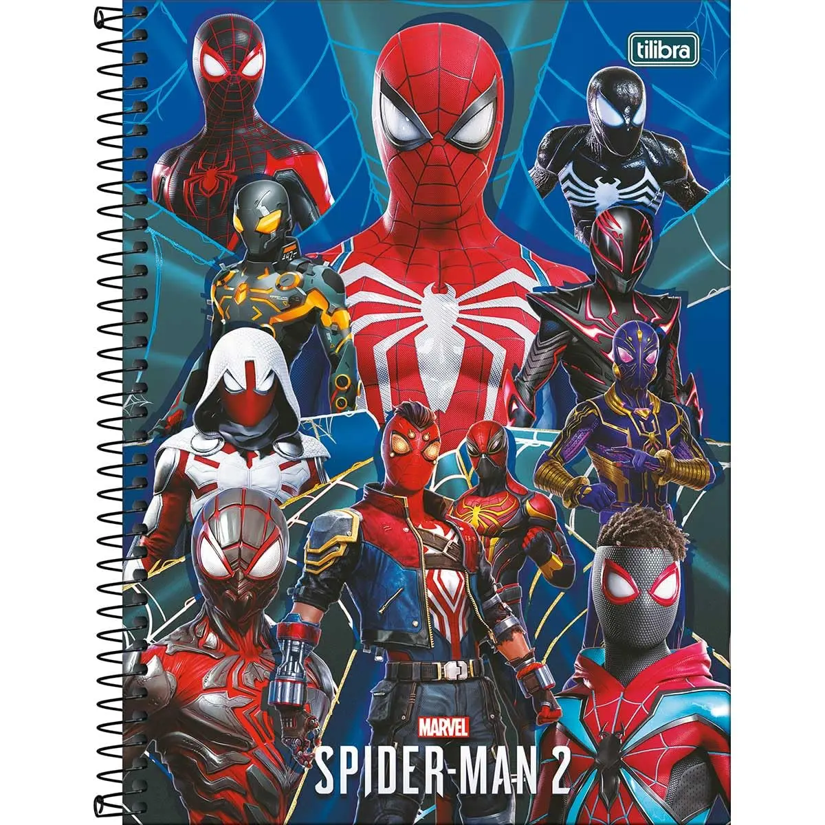 Tilibra - Caderno Espiral Capa Dura Universitário Connect 10 Matérias Spider-Man Game 160 Folhas - Capa 1 - Todos Os Spiders - 1