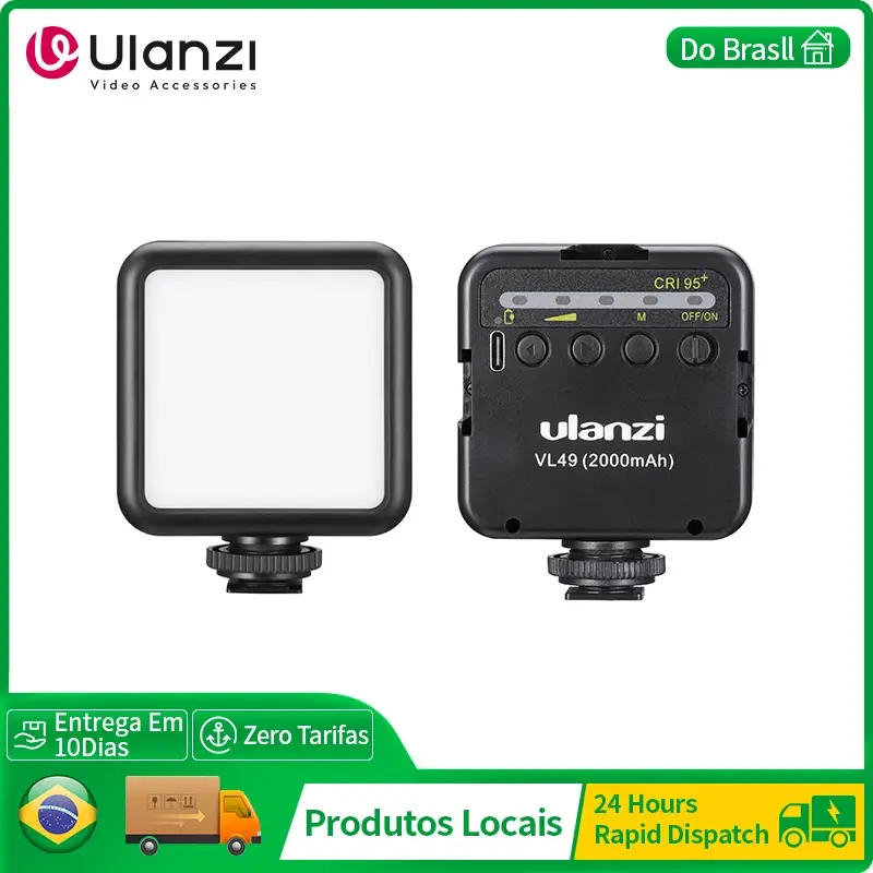 Ulanzi mini portátil led luz de vídeo triplo sapato frio recarregável vlog luz preenchimento fotografia iluminação tripé kit cri95 + - 1