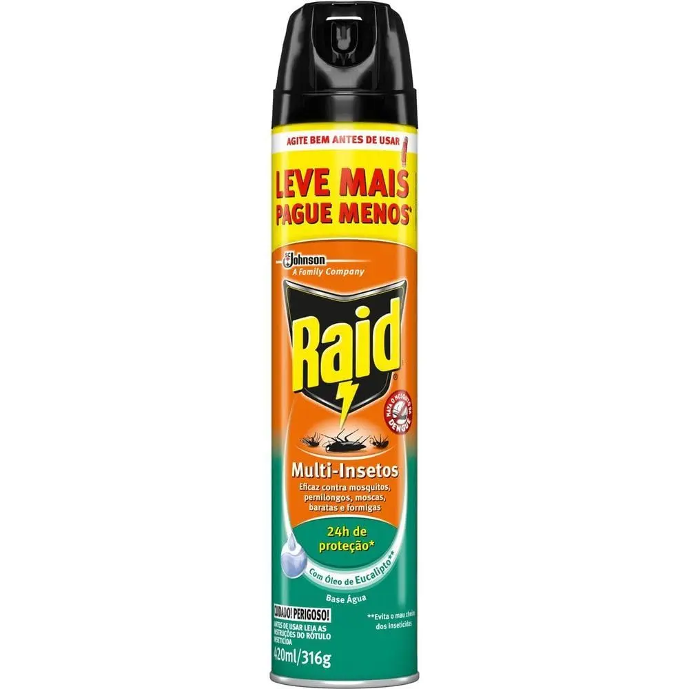 Raid Inseticida Aerosol Multi Insetos Eucalipto Mata Mosquito, 420ml - 1