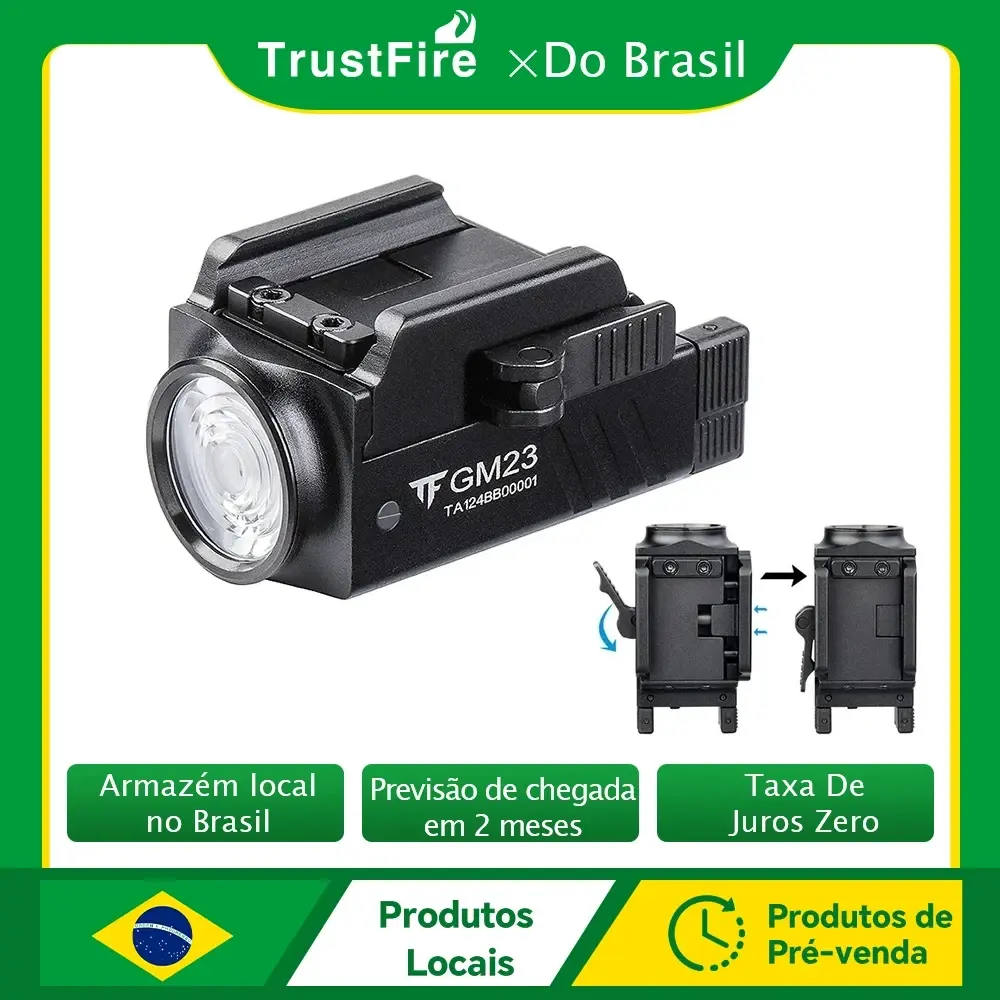 TrustFire GM23 Lanterna LED tática compacta e poderosa GL0ck montada em trilho de luz de liberação rápida tocha recarregável USB - 1