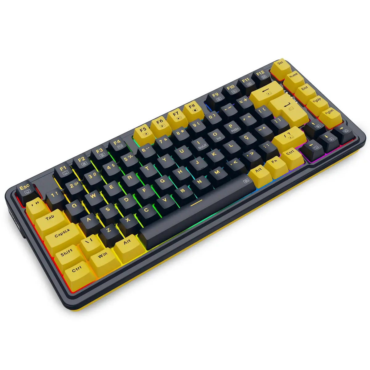 TECLADO MECANICO GAMER ELF RGB PRETO E LARANJA