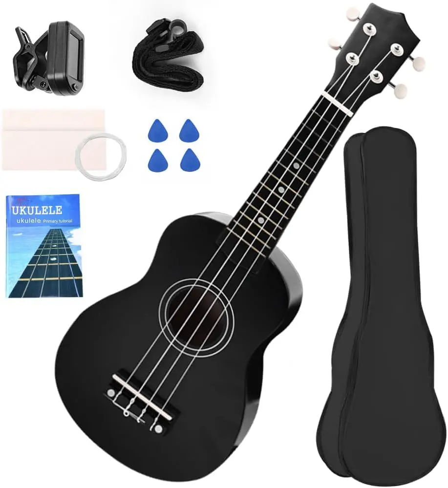 Gavzrt Ukulele 21 Polegadas, Acústico Soprano, Violao Acustico, Kit Ukulele 21 Polegadas, Ukulele Concert, Violão Iniciante, Com Afinador Capa 4 Palhetas Corda Reserva e Manual, Ukelele
