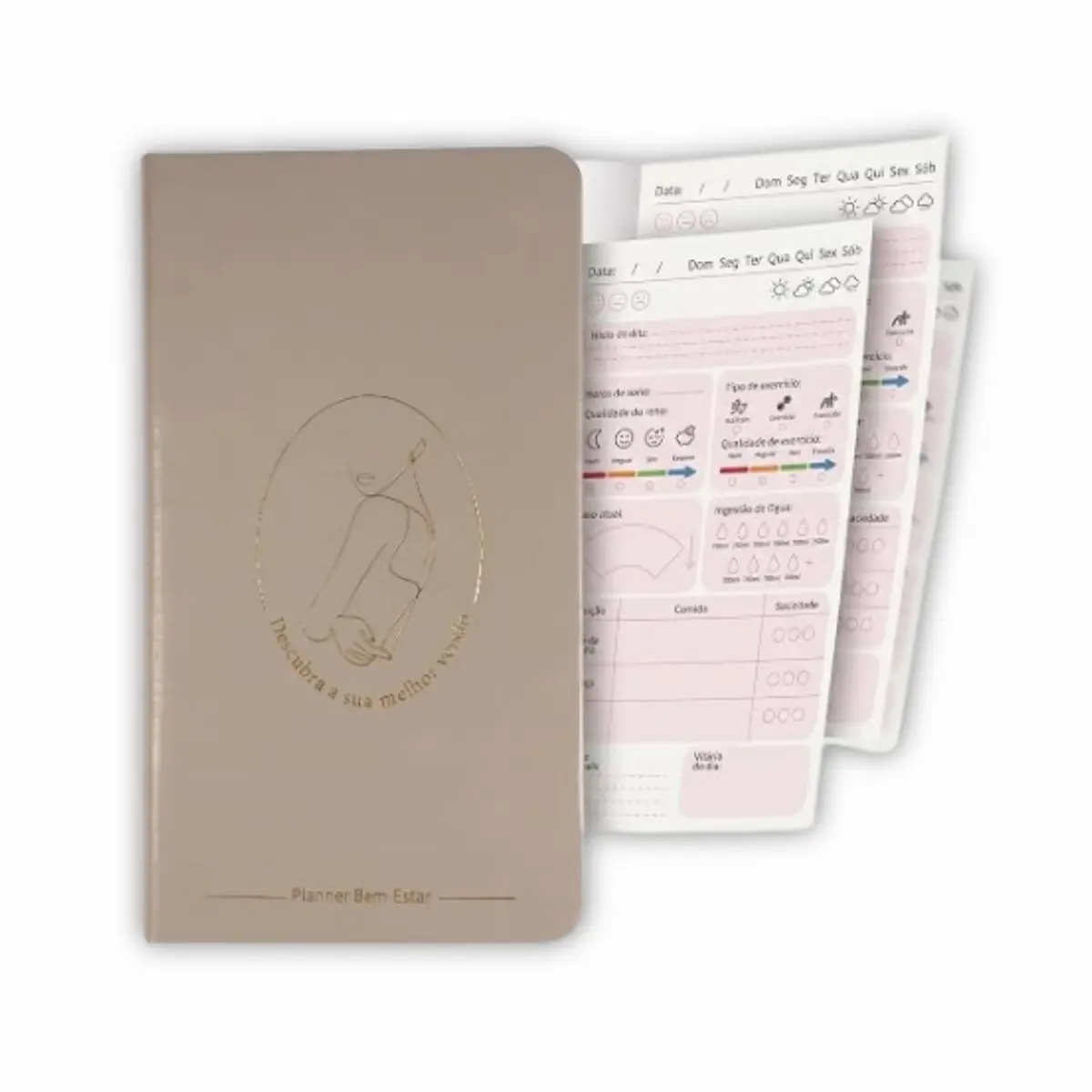 Planner Autocuidado Diário de Bem-Estar Para Mulheres Hábitos Femininos - Cinza
